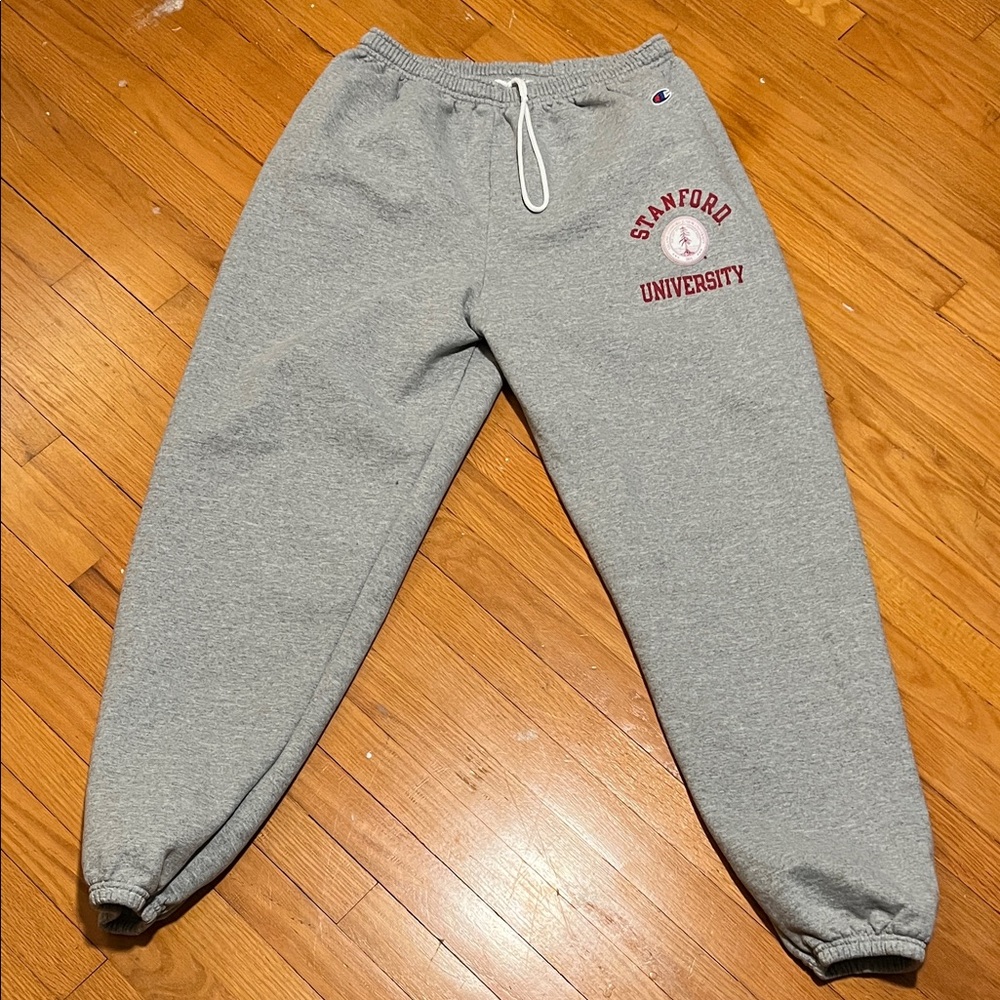 Champion Men’s Stanford Gray Joggers with Red Print 2XL